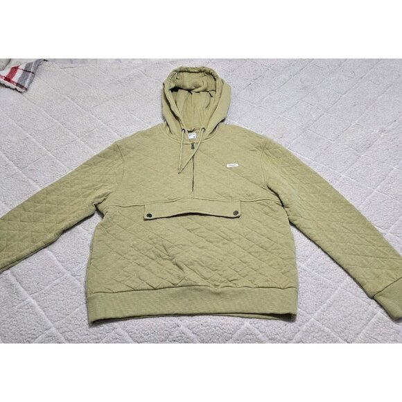 Frank And Oak Mens‎ Green Quilted Half Zip Hoodie Sweatshirt Cotton Size M - Picture 4 of 11